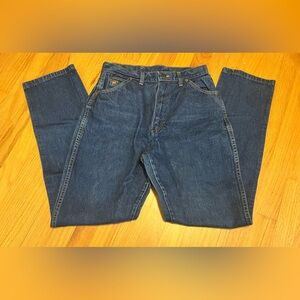 Wrangler Vintage 80s Dark‎ Denim Horse Embroidery Jeans Junior Fit  E36